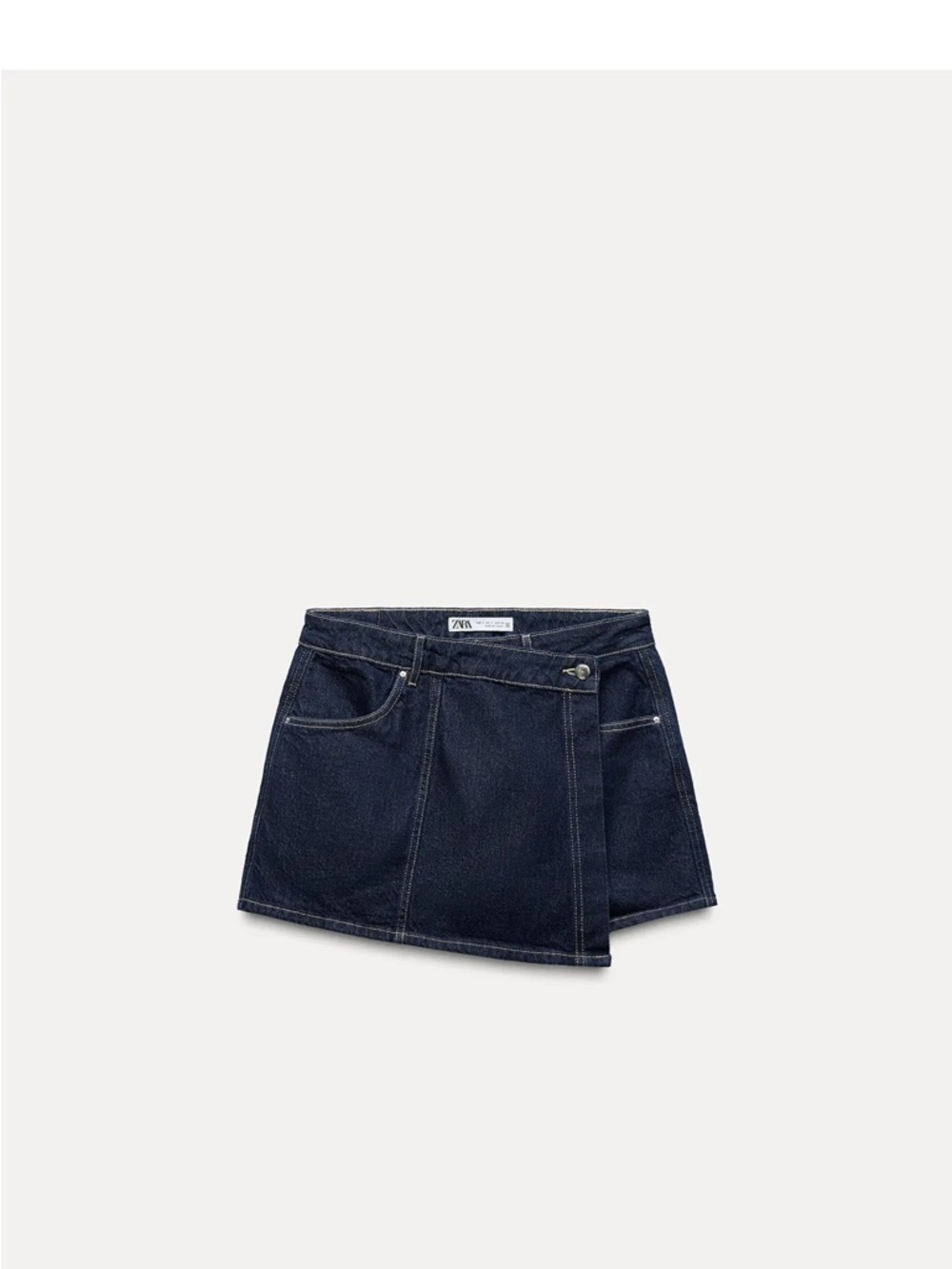 Zara Dark Blue Asymmetric Denim Mini Skirt